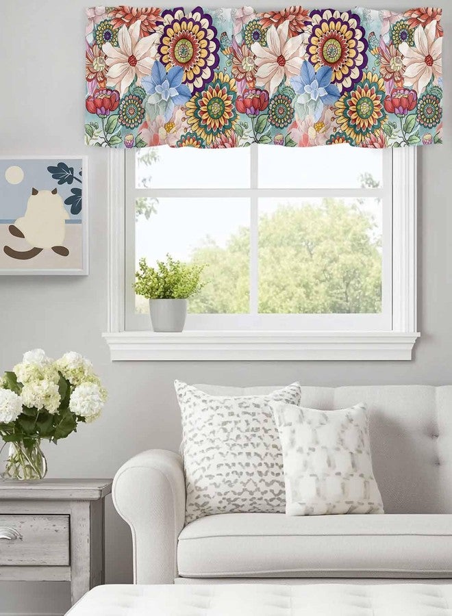LooPoP Valance for Windows Bohemian Floral Curtains Valances Boho Flowers Colorful Plant Short Curtains Rod Pocket Window Treatment for Kitchen Living Room Bedroom Bathroom Cafe Decor 1 Panel 54x18 Inch - Image 4
